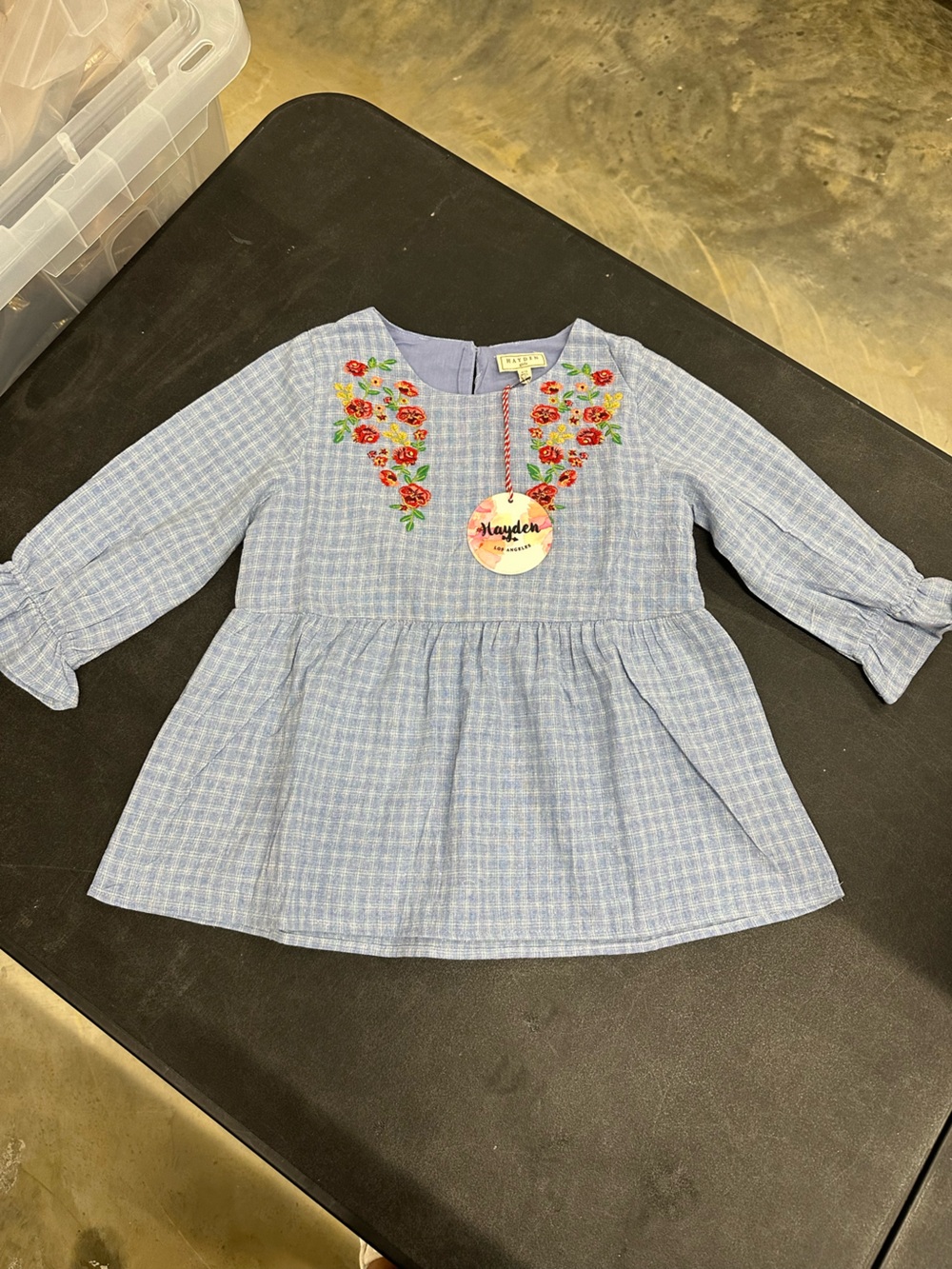 Hayden Light Blue Floral Embroidered Girls Dress